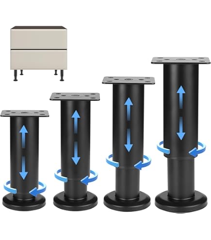 QINGYIWL Set van 4 verstelbare meubelpoten, 12-18 cm, incl. kruiskopschroevendraaier, stabiele roestvrijstalen poten voor bank, bed, tafel, in hoogte verstelbaar, antislip, eenvoudige montage