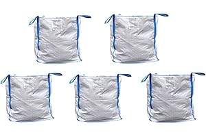 5 Stück Big Bags, 90x90x90 cm, 1.000 kg Tragkraft, 4 Schlaufen, B teurobrecher, Säcke für Bauschutt, Holz, Gartenabfall, Sand, Steine, Bauschuttsäcke