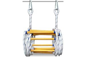PHONME 3m 5m 8m 10m 15m 20m Strickleiter Feuerleiter Fluchtleiter Rettungsleiter Notleiter Mehrzweckleiter Feuerleiter Tragfähigkeit bis zu 420 kg mit Haken Für Feuerleitern Und Balk(Size:3m)