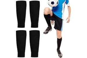 DOUKESH 2 Pairs Football Sock Sleeves, Black Pre Cut Footless Socks Sleeve, Soccer Shin Guards Sleeves for Football Running or Training Beginner Adults