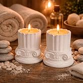 Antik Roma S&uuml;tun Tealight Mumluk Seti, Beyaz, Taş Tozu, 10 cm, Vintage Stil, 2'li Set