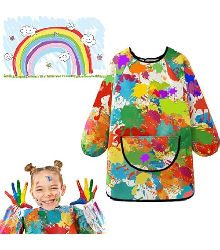 Tablier Peinture Enfant Manches Longues - Blouse Imperméable Réutilisable - Création Artistique - Garçons/Filles