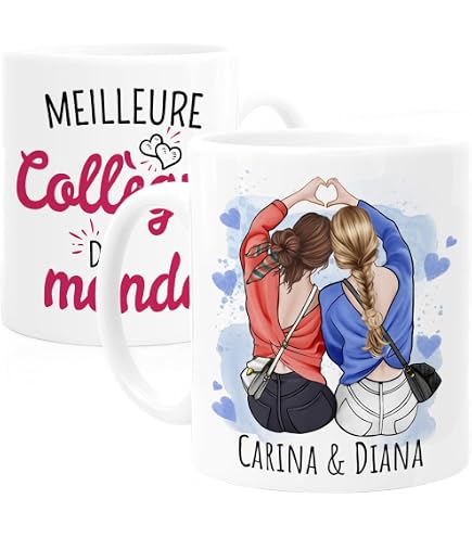 Mug Personnalisé “Pas Touche !” – Tasse Humour Pour Collègue, Personnalisable Avec Nom, 330 Ml Céramique, Cadeau Bureau