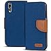 Produktbild Conie Textil Hülle kompatibel mit Huawei P20, Booklet Cover Blaue Handytasche Klapphülle Etui mit Kartenfächer