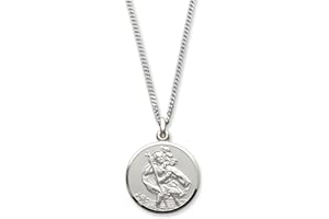 CHRISTOPHER JAMES OF LONDON CJoL - Personalised Solid 925 Sterling Silver Boys 12mm Round St Christopher Pendant With Optional Chain In Gift Box