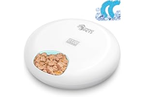 Ownpets Automatic Timer Pet Feeder, Auto Dispenser With Battery USB Power Supply, Two Ice Packs, 6-Meal(Each ½ lb), for Wet and Dry Food