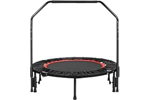 LIFERUN Trampoline d'intérieur Ø 101 cm | Trampoline de Fitness Pliable | Trampoline pour Adultes et Enfants | Capacité de Charge 150 kg | Hauteur de Main Courante réglable | Entraînement d'endurance
