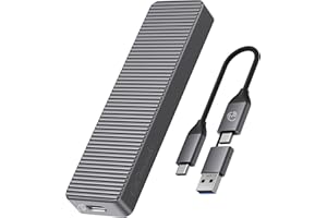 GiGimundo AJS10C M.2 NVMe Enclosure CNC Processed Aluminum Shell, UASP Support, 10Gbps NVMe M Key, 6Gbps SATA B&M Key, USB-C External M2 SSD Caddy for 2230/2242/2260/2280 - Gray