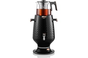 ‎ARZUM Arzum Ehlikeyf Semowar, Elektrischer Türkischer Teekocher, 2200W, 3,5L Wasserkocher, 1,2L Glas Teekanne, Edelstahl, Intelligente Temperaturregelung, Trockengehschutz