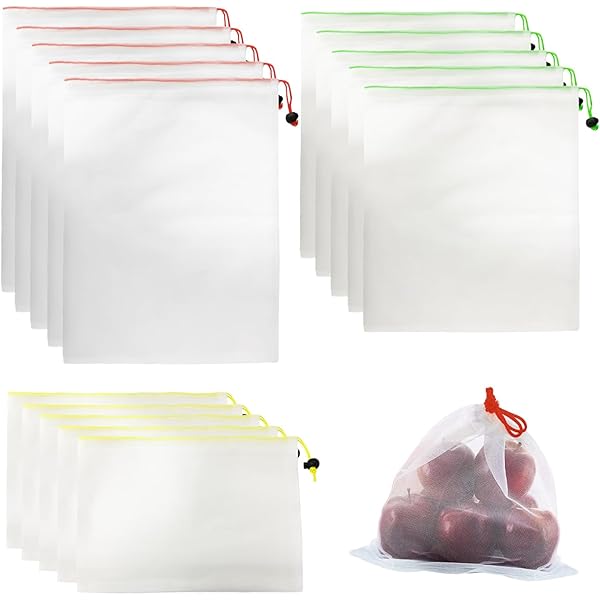 12 Sacchetti Rete Riutilizzabili - Organizzatore Per Giocattoli, Frutta E Casa - Foto 6