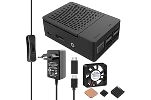 GeeekPi Raspberry Pi 3 B+ Alloggiamento Con Ventola, Alimentatore USB C 18W 5V 3,6A Con Adattatore Micro USB per Raspberry Pi 3 Model B/3B+