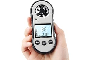 LEERCHUNAG Digitaler Windmesser, LEERCHUANG Anemometer mit LCD Hintergrundbeleuchtung, Windmesser & Luftstrom Geschwindigkeitsmessung mit Thermometer, Windmesswerkzeug zum Segeln/Surfen/Angeln