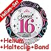 Produktbild Folienballon Set * SWEET 16 * + HELIUM FÜLLUNG + HALTE CLIP + BAND * // Aufgeblasen mit Ballongas // Deko Geburtstag Folien Ballon Luftballon Geburtstag Sechzehn