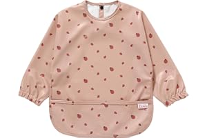 Zemiu Babero de Destete/Bebé, 100% Impermeable y Material Suave de PU, Lavable a Máquina, Mono de Manga Larga para Todos - Adecuado para Bebés de 6 a 30 Meses