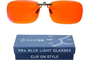 Sleep ZM klämma på blåljusblockerande glasögon – 14 linstyper, Metallisk – 99 % sömnhjälp orange lins 1, Large
