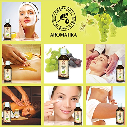 Traubenkernöl raffiniert, Traubenöl 100% rein und natürlich 50 ml Glasflasche, Basisöl -Vitis Vinifera, Italien, reich an Vitaminen Omega-6, nährend, Körperöl, Intensive Pflege Gesicht, Körper, Haare, trockene, empfindliche Haut, Nägel, Hände, Lippen, Anti-Falten (50 ml) - 3