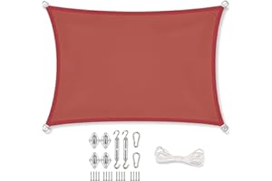 VIVANUTRIA Stonehill Sonnensegel Rechteck 3 x 4 m + GRATIS (!) Befestigungsmaterial | Farbe Terracotta | für Garten, Balkon & Terrasse | Sonnenschutz | Wetterschutz | wasserabweisend | PES | Polyester