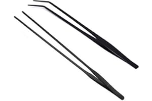DONGAI 15 inch Aquarium Tweezers Stainless Steel Curved Tweezers, with Anti-Carbonization and Carbonization Coating, Anti-Rust and Long Reptiles, for Aquatic Plants, Spiders, Snakes and Lizards, Black