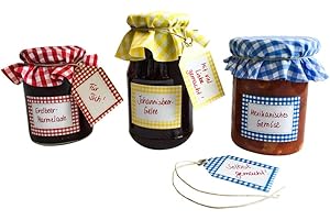 EAST-WEST TRADING GMBH Set da 45 pezzi di etichette, bigliettini e cerchi di stoffa per vasetti di vetro