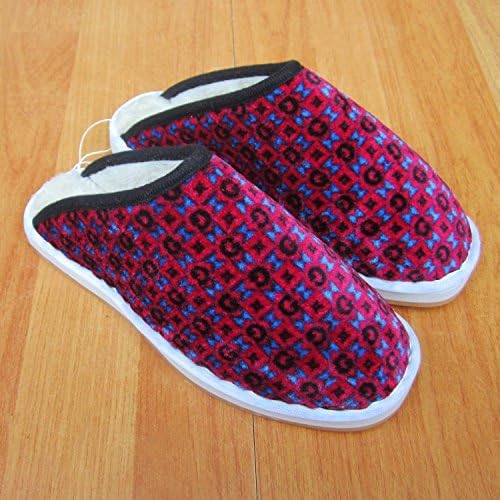 CWAIXXZZ plush slippers Men and women of the autumn and winter shoes cloth shoes stay warm hand old cotton shoes beef ribs, non-slip cotton slippers , 37 (35-36), the red Hourglass (short pile)