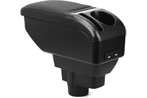 ZENVI Armrests Compatible with OPEL Corsa D 2006-2013 Center Console Organizer Box Double Layer Storage Style Usable for Elbow Support （Black Style）