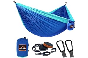 AnorTrek Camping Hammock, hamac de Voyage en Nylon Super léger et Portable avec Deux Sangles d'arbre, pour Le Camping, la randonnée et Le Sac à Dos