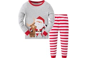 MIXIDON Kids Christmas Pyjamas Set 100% Cotton Boys and Girls Xmas Pjs Toddlers Long Sleeve Pyjamas 2 to 11 Years