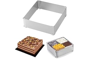 HELWEET Cadre Inox Patisserie, Moule à Gâteau en Acier Inoxydable, Moule Réglable, Pour Mousse, Dessert, Restaurants, Famille