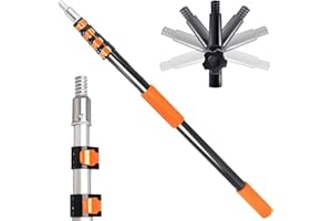 GEKUFA Barre Télescopique 6 m, Perche d’Extension Réglable 1.5-6 m, Légère avec Adaptateur Universel en Métal Twist-on, Idéale pour Peinture, Nettoyage Fenêtres et Gouttières (Orange)