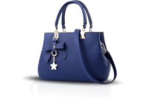 NICOLE & DORIS Nicole&Doris Femme Sac à Main Sac à bandoulière Bowknot Sacs fourre-Tout Imperméable Sac en Cuir PU Sac Messager Sacs portés épaule Bleu