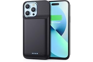 HETP Akku Hülle für iPhone 12 Pro Max/13 Pro Max/14 Pro Max/14 Plus, [8600 mAh] Wiederaufladbar Batterie Ladehülle Akku, Tragbares Batterieladegerät Hülle Leistungsstarke Power Bank für iPhone-Schwarz