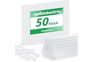 CALLYSONIC Lot de 50 bâtons de colle chaude, très transparents, pour bricolage et réparations, bois, tissus et céramique, 7 mm