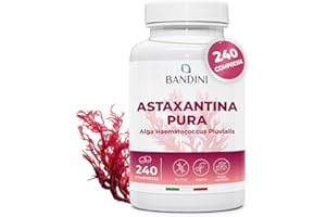 Bandini® Astaxantina 240 compresse (8 mesi di scorta) | Pura 8 mg per compressa | | Potente antiossidante naturale da alga Haematococcus Pluvialis - Natural Astaxanthine, Senza magnesio stearato
