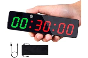 PELLOR Temporizador Multifunción para Gimnasio - Portátil Reloj Cronómetro LED con Potente Imán, 5 Niveles Brillo, Cuenta Regresiva/Progressiva, Timer per Intervalli Fitness para Casa/Garaje/Boxeo