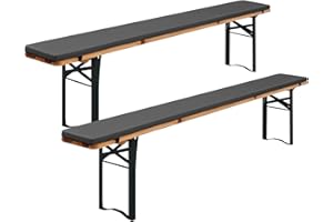 FXKS 2er-Pack Bierbankauflage Gepolstert,Bierzeltgarnitur Auflage, Bierzeltgarnitur Bankauflage 220x25x3cm XL,Waschbare Bierbankauflagen Gepolstert Auflage für Partyzeltgarnitur(Grau,Wasserdicht)