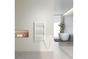 Heilmetz Radiador electrico 70x40 cm Secatoallas eléctrico con termostato Digital y función Temporizador, secatoallas electrico Blanco 250 W