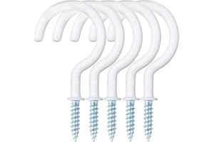 Yogopro Cup Hooks,30 Pcs Cup Hooks Screw in Hooks White Mug Holder Plastic Coated Heavy Duty Hook Hangers - 50mm Ceiling Hooks (2 inch)