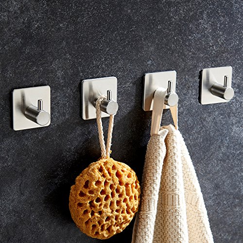 ZUNTO Handtuchhaken Haken Selbstklebend Bad und Küche Handtuchhalter Kleiderhaken Ohne Bohren 4 Stück - 3