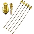 Ahoaepy 5pcs RG178 UFL SMA Coaxial Cable, U.FL to SMA Female Pigtail Jumper, SMA Female to U.FL IPX MHF1 Coax Cable 4inch (10cm) Low Loss Extension Cable for Wi-Fi Radios, Antenna, Mini PCI
