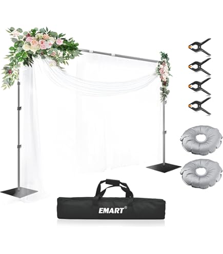 EMART Foto Achtergrondstandaard 3x3,6 m, Heavy Duty Achtergrond Stand met Metalen Stalen Voet, Verstelbaar Achtergrondsysteem Fotostudio's voor Fotografie Videostudio Bruiloft, Feest