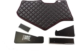 ‎KRAM-TRUCK KRAM-TRUCK Armaturenbrett-Ablage, Gesteppte Abdeckung, LKW-Cockpit, TV-Rack, kompatibel mit Man TGX 2021 und Neuer, 10 mm Schaumstoff, Kunstleder, langlebig, verschleißfest, schwarz, roter Faden