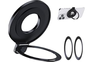 Aunote Anneau Support Magnétique pour Téléphone et Coque, Support MagSafe Portable Réglable à 360°, Grip Téléphone Rotation Ring Stand Compatible avec iPhone, Samsung, Huawei, Xiaomi,LG, Noir