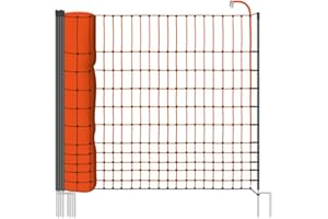 VOSS.FARMING EURONETZ Malla eléctrica para gallinas y Aves de Corral, Rollo de 50m de Longitud y 112cm de Altura, 16 Postes con Punta Doble y Kit de reparación