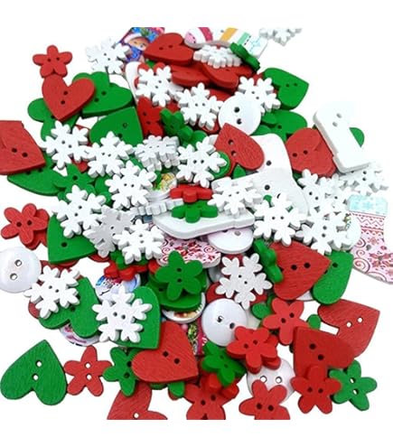 Snowflake Buttons 18mm - 50 Pack Christmas Wooden Buttons For Crafts & Knitting