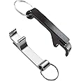 Guagua 2Pcs Black+Silver Bottle Opener Keyring Key Chain