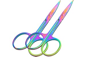 AESTUSTHERI 2Pcs Nail Scissors - Curved Blade - Stainless Steel - for Manicure, Pedicure, Cuticle, Thick Toenails, Beard, Nose, Hair-Trimming - Unisex Grooming Nail Scissors for Toenails ﻿