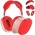 Silicone Case Cover for AirPods Max Headphones, Ear Pad Case Cover/Ear Cups Cover/Headband Cover for AirPods Max (USB-C/Lightning)(2024/2020),Accessories Silicone Protector for Apple AirPod Max, Red