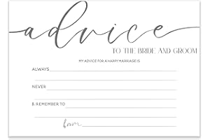 THE LITTLE PARTY COMPANY Advice to The Bride and Groom Cards for 50 Guests (50 Pack) Elegant White Wedding Favours Guest Book Alternative (A2BGW50)