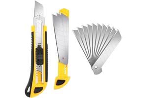 Artcut cutter professionale, 1 pezzo taglierini retrattili, design per riporre la lama, 10 lame a scatto extra da 18 mm incluse, taglierino a cambio rapido per il lavoro