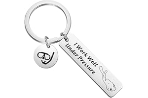 CENWA Scuba Diving Gift Scuba Diver Gift I Work Well Under Pressure Keychain Extreme Sports Jewelry Great Gift for Divers